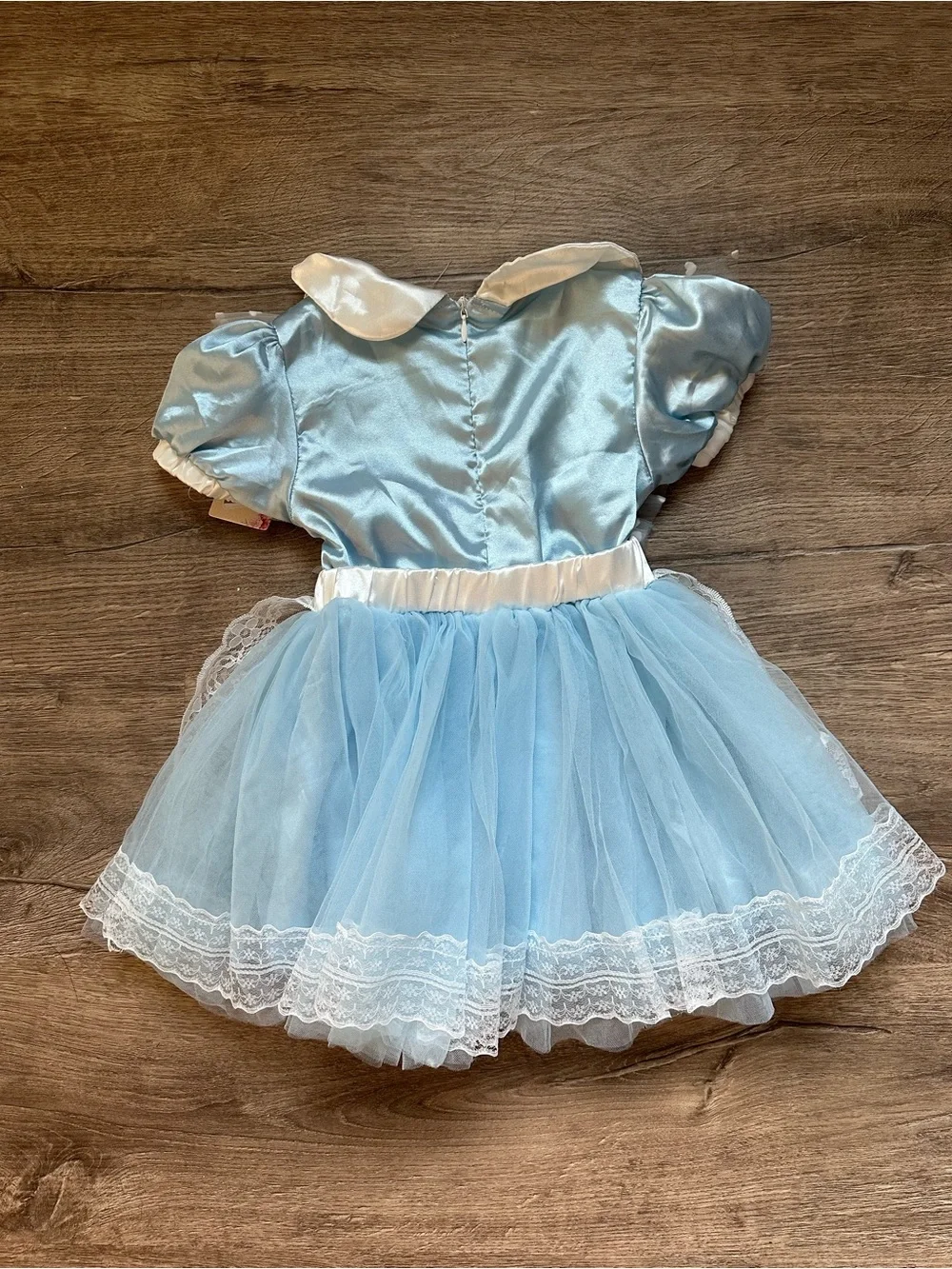 Alice in Wonderland Blue Heart Lace Kids Costume Dress Black Bow Accents